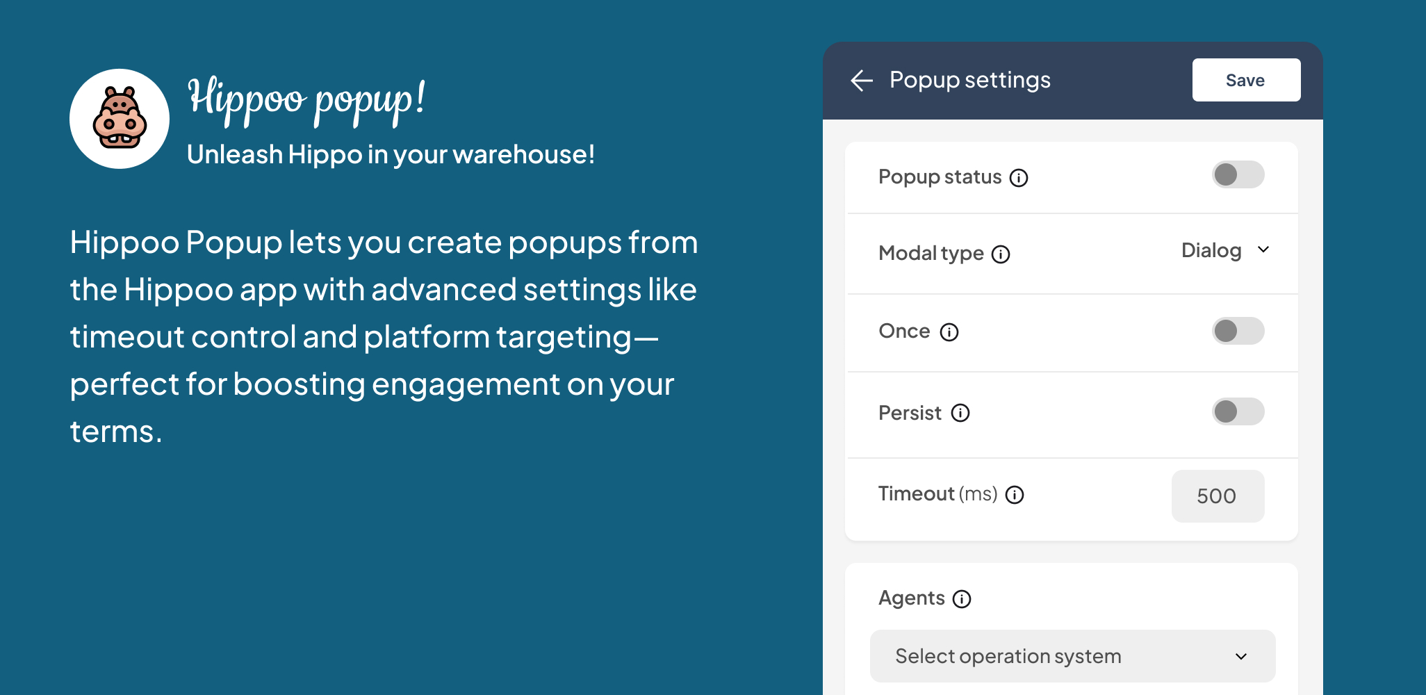 hippoo popup settings
