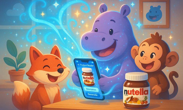 The Hippoo AI Product Reader uses advanced image understanding and natural language processing to analyze your product photos and turn them into ready-to-publish content.